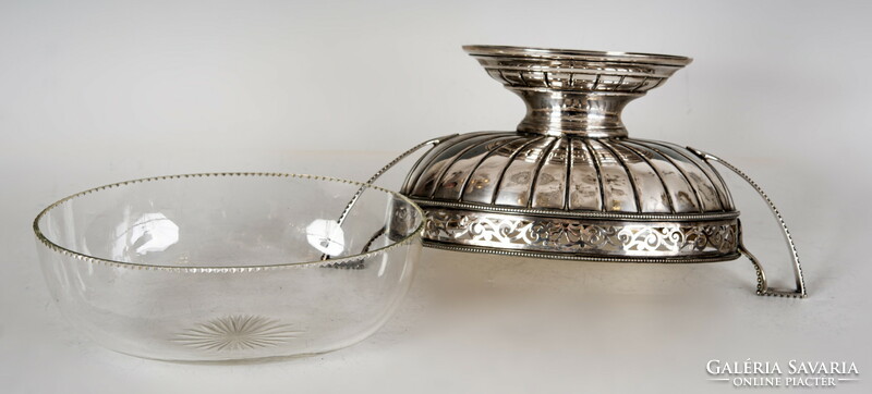 Silver boat-shaped centerpiece / tray with an openwork pattern