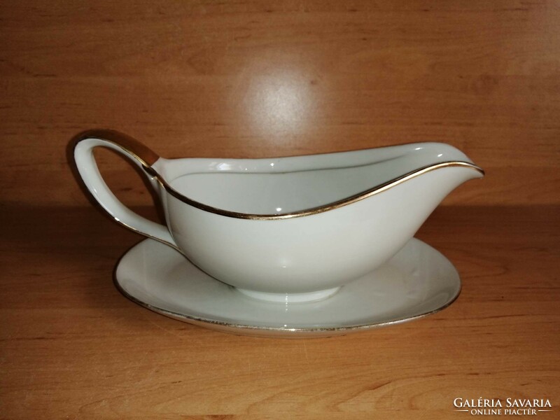 Bavaria porcelain gold striped sauce bowl with spout (21/d)