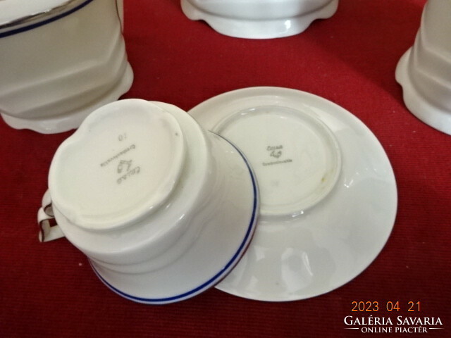 Epiag Czechoslovak porcelain, antique tea set, elf ears, with blue and gold stripes. Jokai.