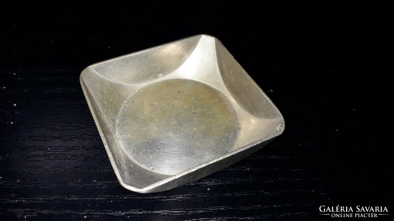 Old silver-plated alpaca pocket square / cigarette ashtray as shown in the pictures