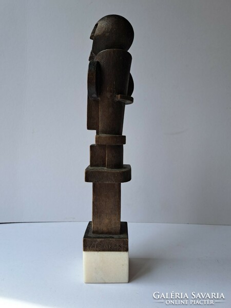 Rarity! Juried hand-carved wood sculpture in art-deco style entitled Mózes Laszló of Strauss