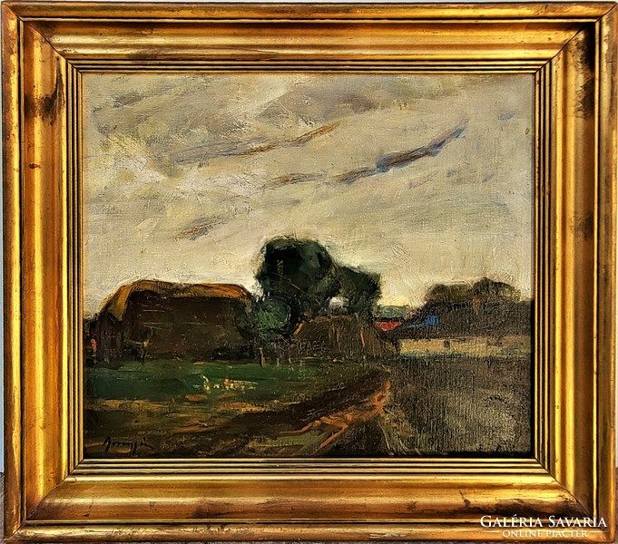 Boross Géza (1908 - 1971) landscape c. Your gallery painting is guaranteed to be original!