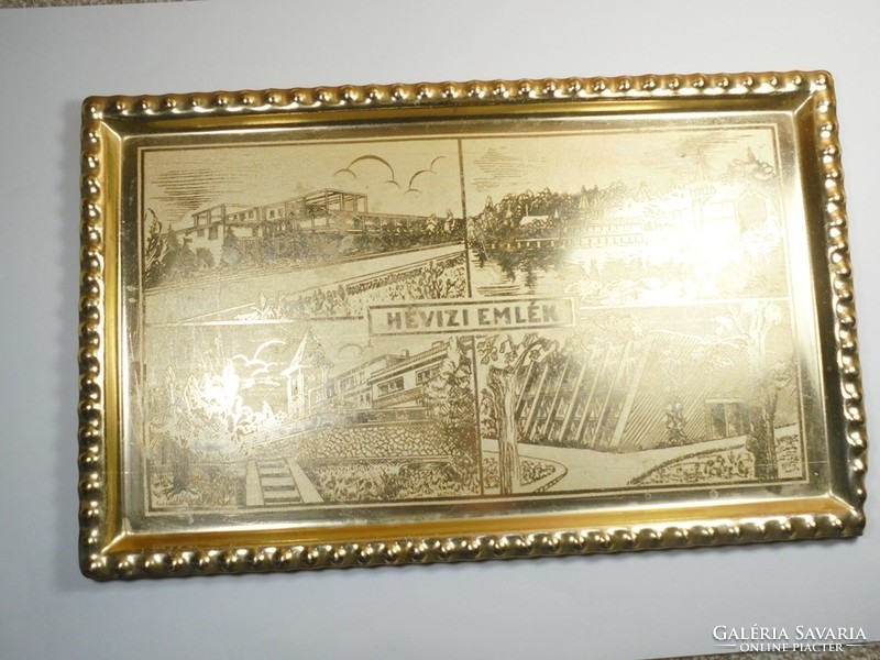 Retro aluminum metal tray Hévíz Hévíz souvenir Balaton souvenir