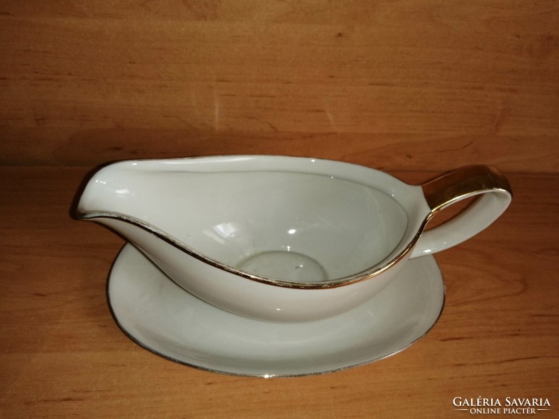 Bavaria porcelain gold striped sauce bowl with spout (21/d)