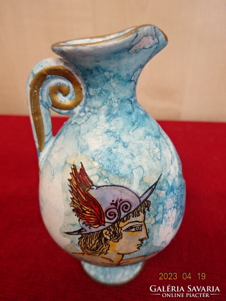 Greek glazed ceramic, hand-painted jug, height 9.5 cm. Jokai.