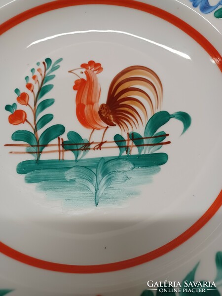 Retro kézi festésű kakasos fali tányér