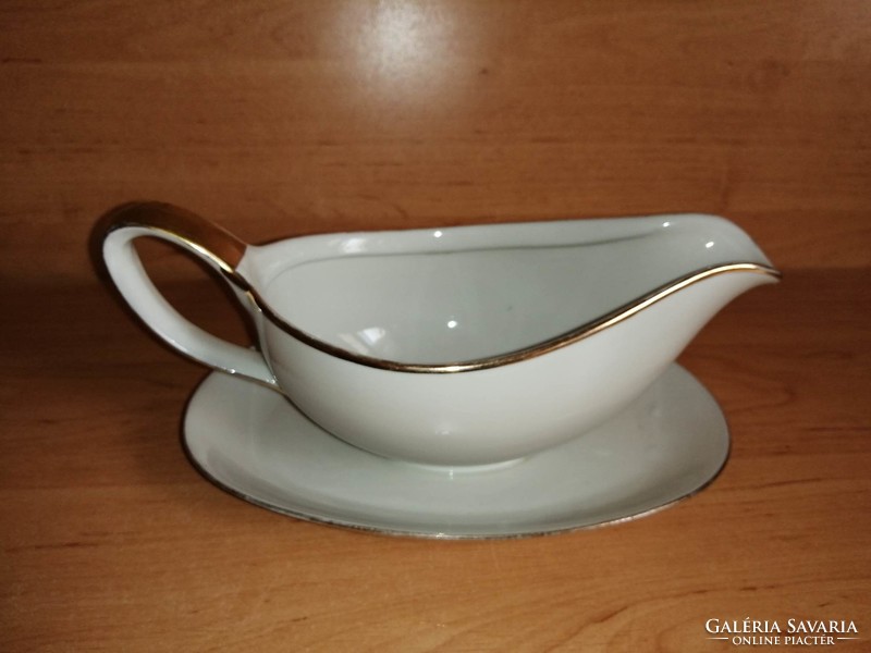 Bavaria porcelain gold striped sauce bowl with spout (21/d)