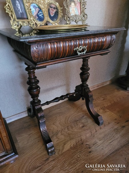 Pewter sewing table