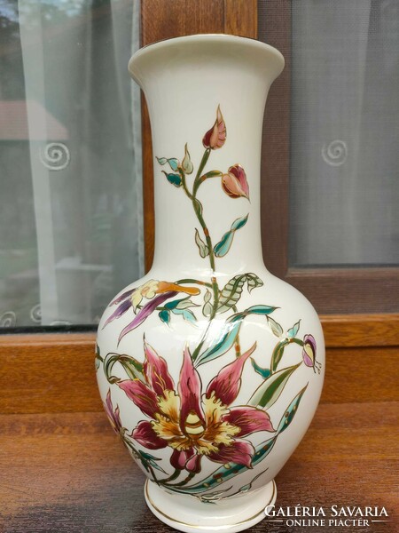 Zsolnay flower vase, hand painted 26 cm