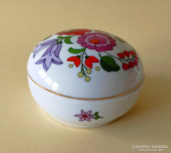 Original hand-painted Kalocsa porcelain jewelry box, bonbonier