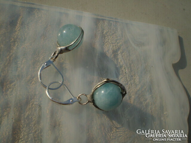 Reduced price, aquamarine earrings with silver base