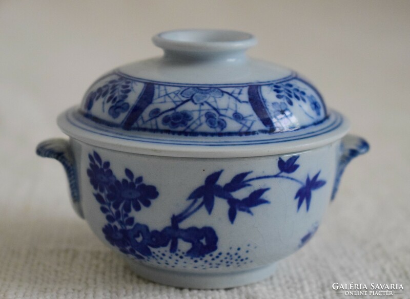 Déposé creil et montereau b.& Cie m. Mini porcelain dish 8 x 6 cm blue oriental, Asian pattern