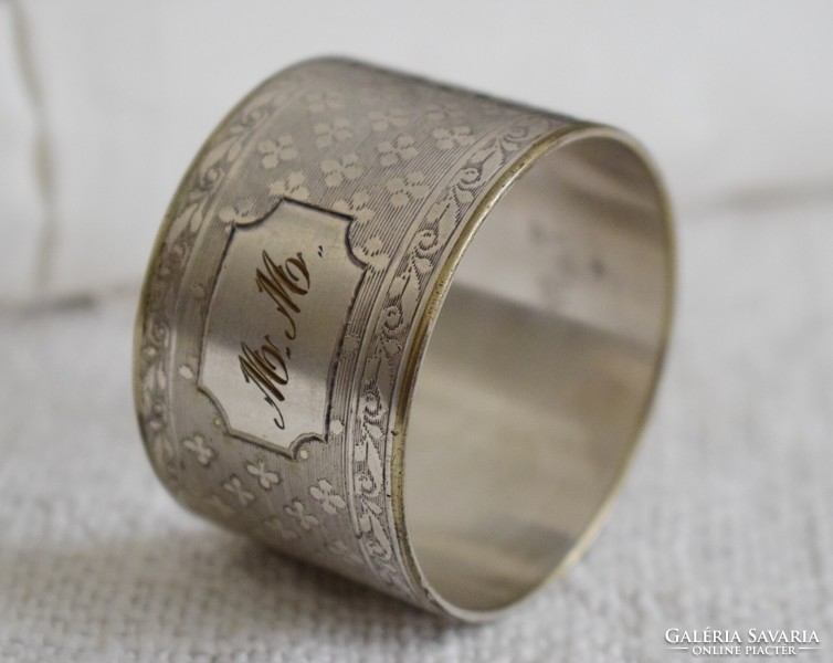 Antique silver-plated marked m.M. Monogram napkin ring 5 x 3.3 cm