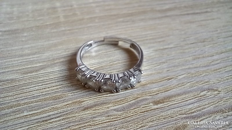 Ezüst cirkónia köves állítható gyűrű