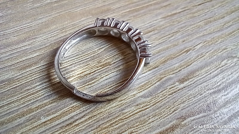 Ezüst cirkónia köves állítható gyűrű