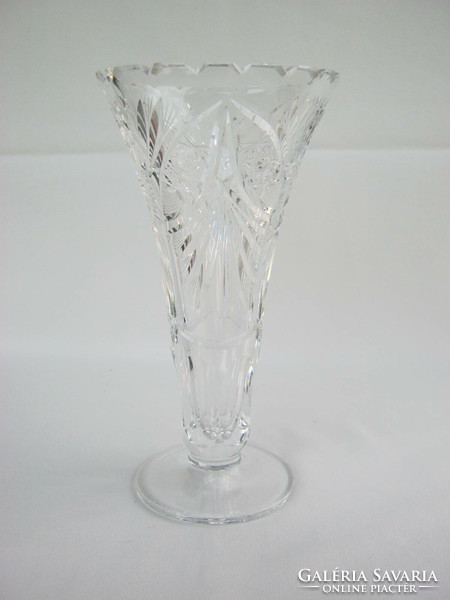 Crystal polished glass pedestal vase