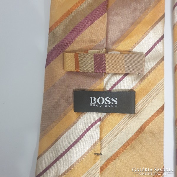 HUGO BOSS sárga csíkos selyem nyakkendő, vintage