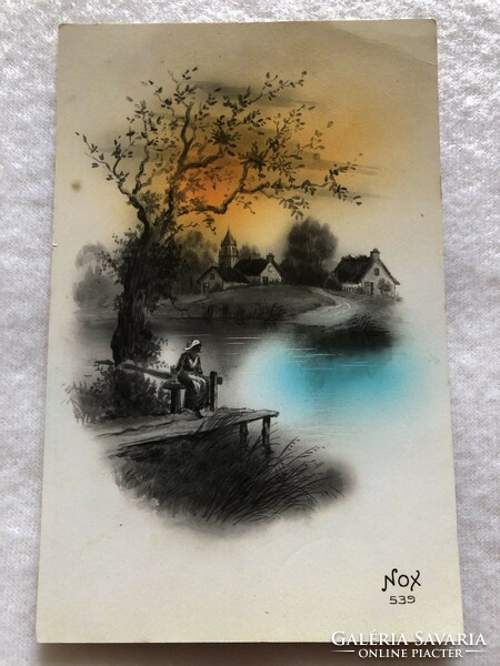 Antique, old postcard - 1924 -6.