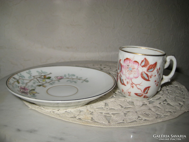 Mocha cup / 4.5 cm / and small plate / 10.5 cm / made of antique fine Austrian porcelain