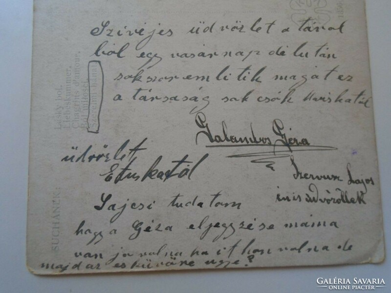 D194980 old postcard suchanek love sorrow-sent to Mojzes Lajos prison camp bread field 1917