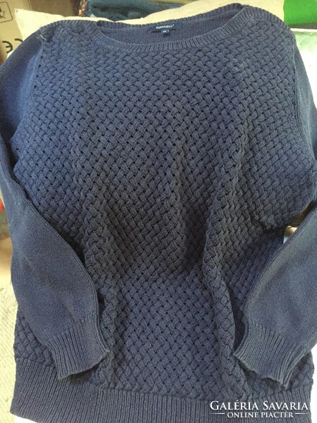 100 % Pamut, kötött sötétkék  női pulóver 42, M méretre, DONNELL márka