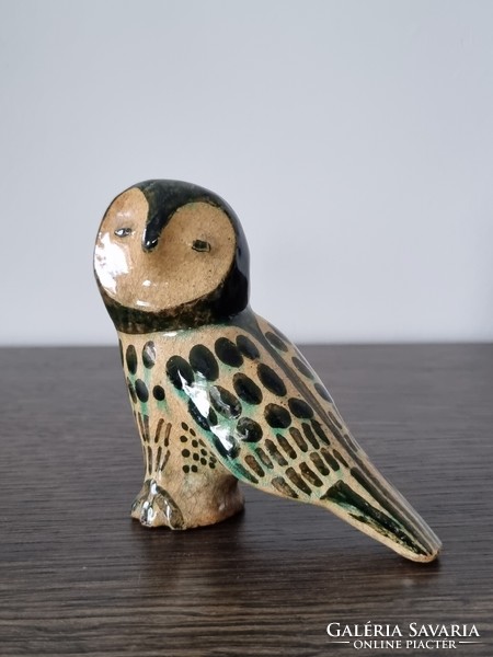 Vintage Mexican ceramic owl, hand painted