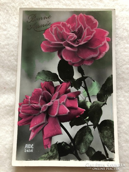 Antik, régi virágos képeslap                                 -6.