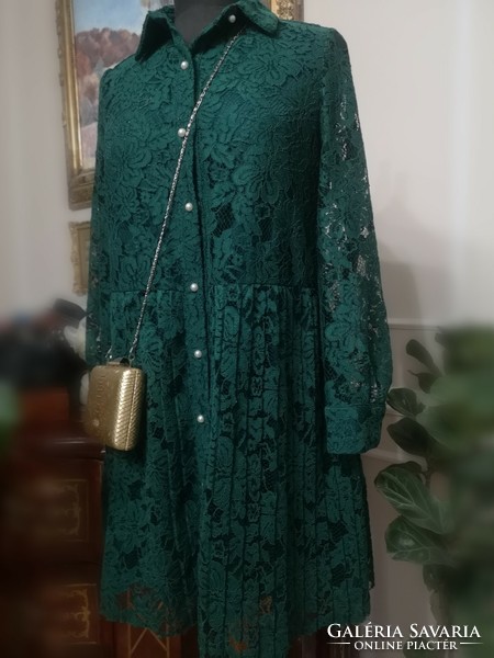Zara size 38-40, emerald green air lace casual maternity dress