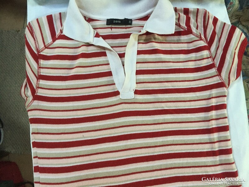 Striped, short-sleeved women's t-shirt for size 38, zero brand