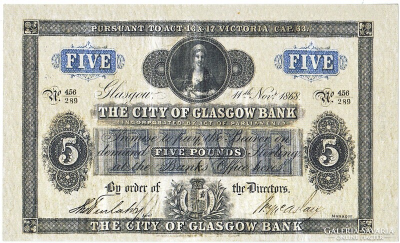 Scotland 5 British pounds sterling 1868 replica