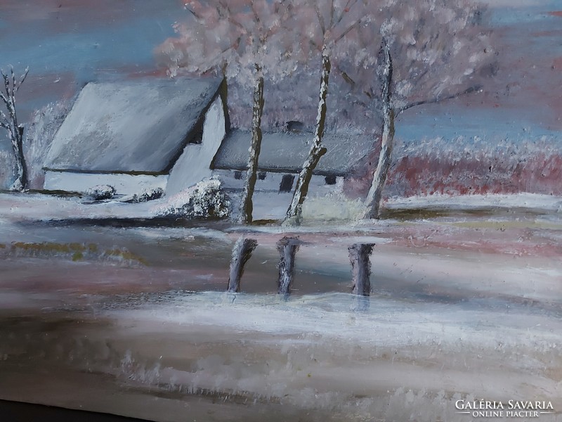 Unsigned painting - farm in winter 1 - 443