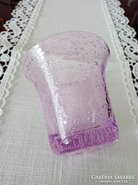 Lila muránói  vastag buborékos kézi üveg  - ibolya   váza