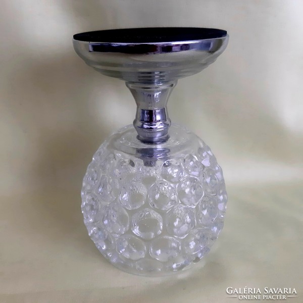 Crystal, glass goblet, foot candle, candle holder, chrome base