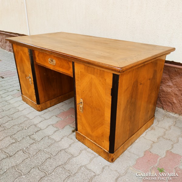 Action! Art Nouveau, antique, stackable, walnut veneer, inlaid writing desk