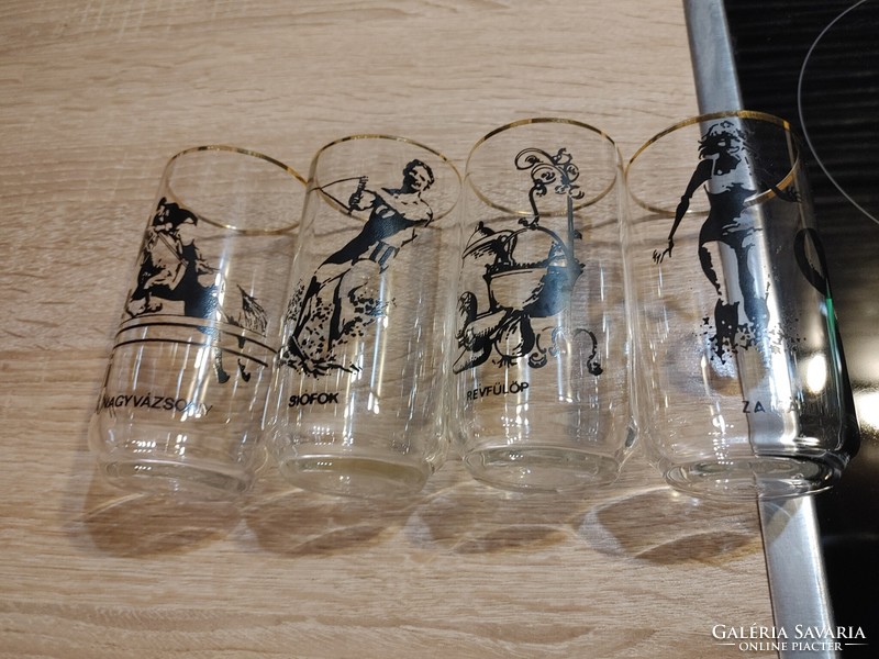 Set of 4 Balaton Siófok Zamárdi Révfülöp glasses beer glasses