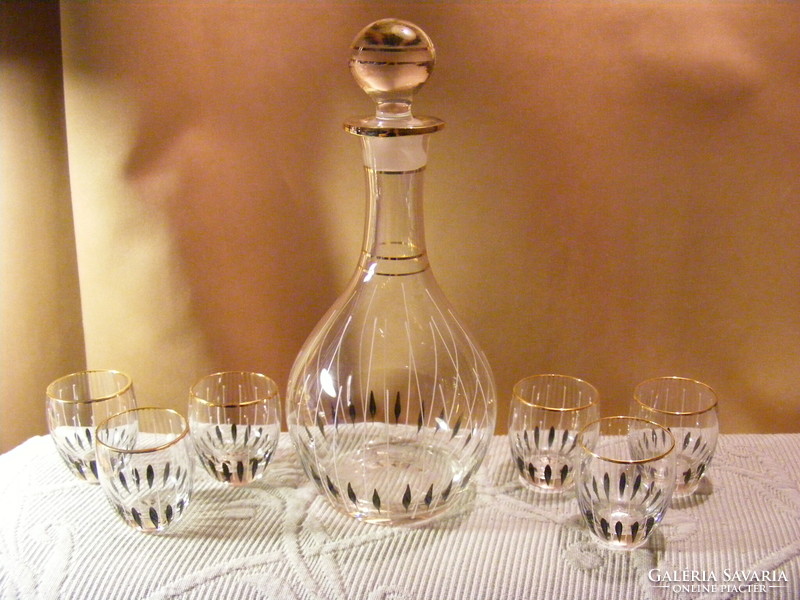 Retro painted parade glass liqueur set