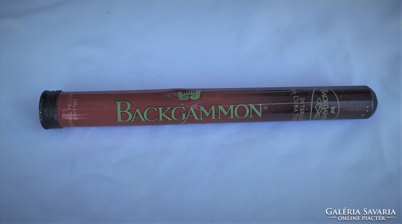 Backgammon Cuban cylindrical metal cigar box for sale!