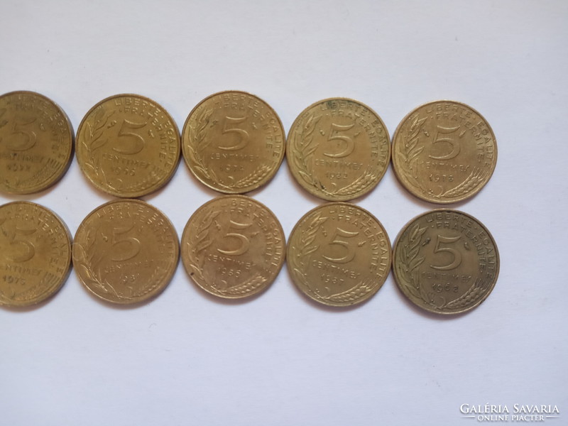 Nice 5 centimeter France 1966 - 1992! 12 Pieces !!