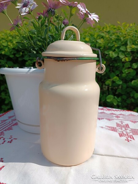 Enameled milk jug from Budafoki