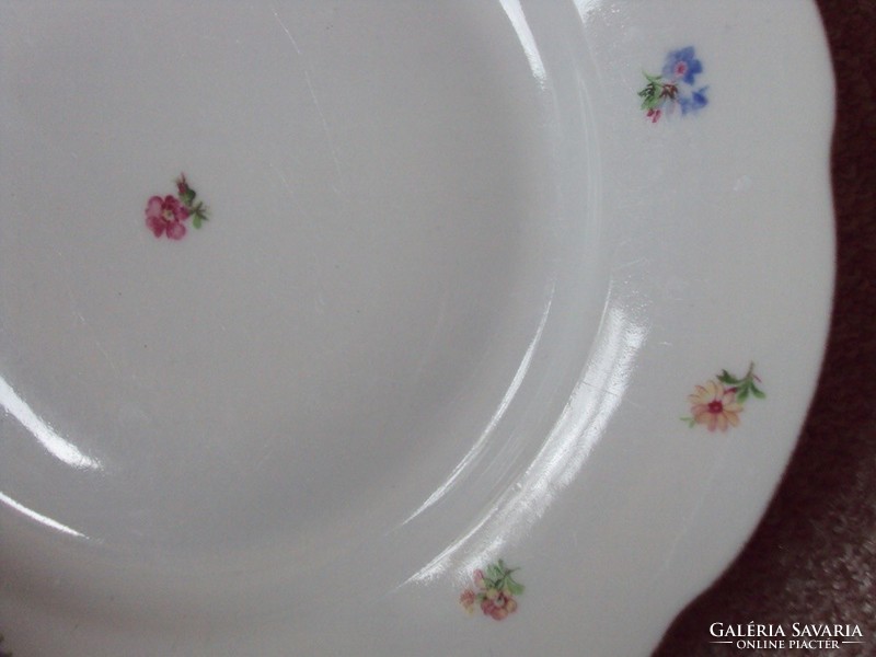 Retro old porcelain plate with flower pattern mz mark, made in Czechoslovakia