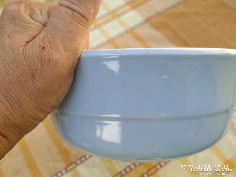 Retro Kispest granite ceramic blue bowl for sale! Blue granite bowl