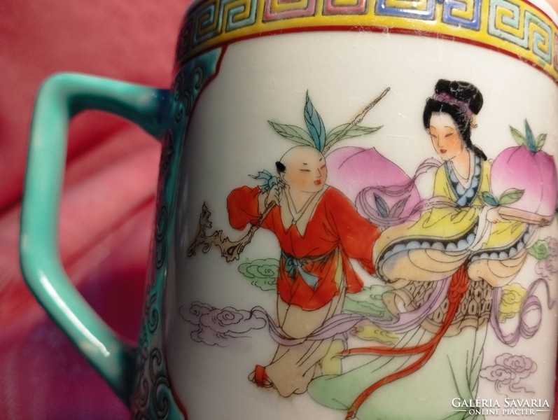 Famille Jaune, antik kínai porcelán csésze