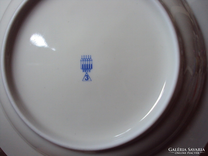 Zsolnay porcelain flower pattern soup plate deep plate 2 pcs