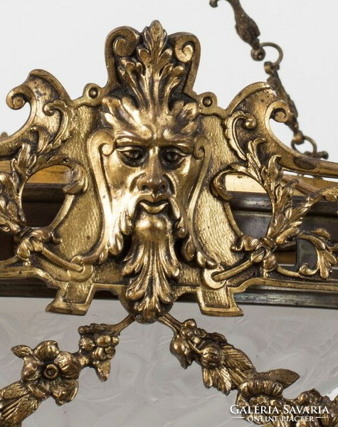 Gilded bronze faun head chandelier