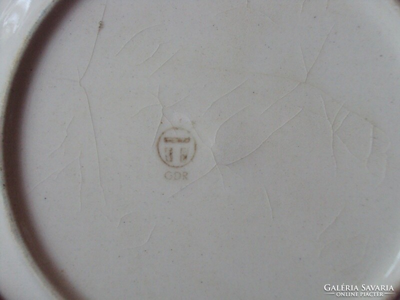 Retro régi kerámia tányér virág mintás GDR jelzés Kelet-német