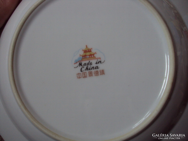 Retro régi kínai porcelán virág mintás leveses tányér mélytányér 3 db