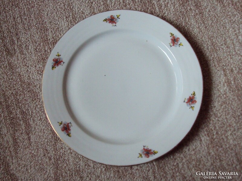 Retro old porcelain plate with flower pattern and plain porcelain mark