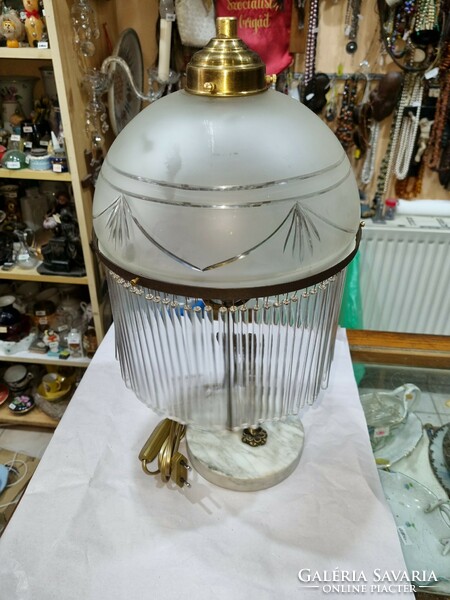 Old restored angel glass table lamp with wand