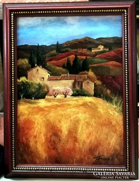 Contemporary oil painting - Mediterranean summer (approx. 32 X 42, in a new frame)