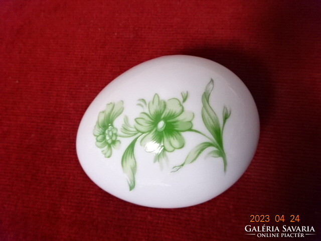 Hollóházi porcelán, tojás formájú bonbonier, hossza 7,5 cm. Jókai.